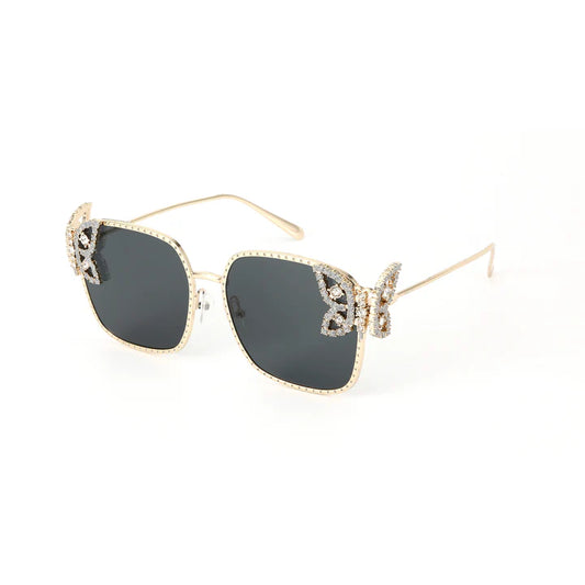Luxury Butterfly Square Sunglasses For Women - Black