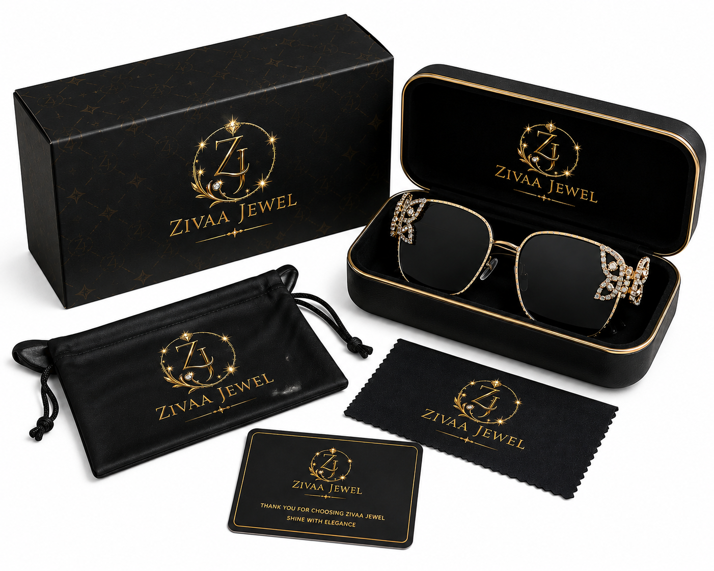 Luxury Butterfly Square Sunglasses For Women - Black