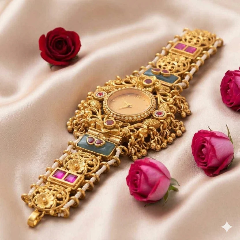Zivaa Special Naari Look Royal Kashmiri Heritage Gold Bracelet Watch