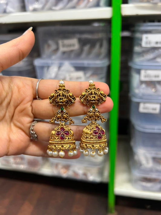 Traditional Matte Finished Super Temple Jhumka Set-Z-002