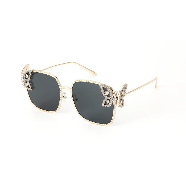 Luxury Butterfly Square Sunglasses For Women - Black