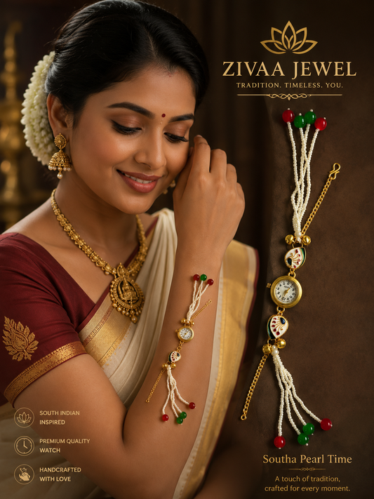 Kashmiri Pearl Bracelet Watch for Women – Traditional Ethnic Designer Watch