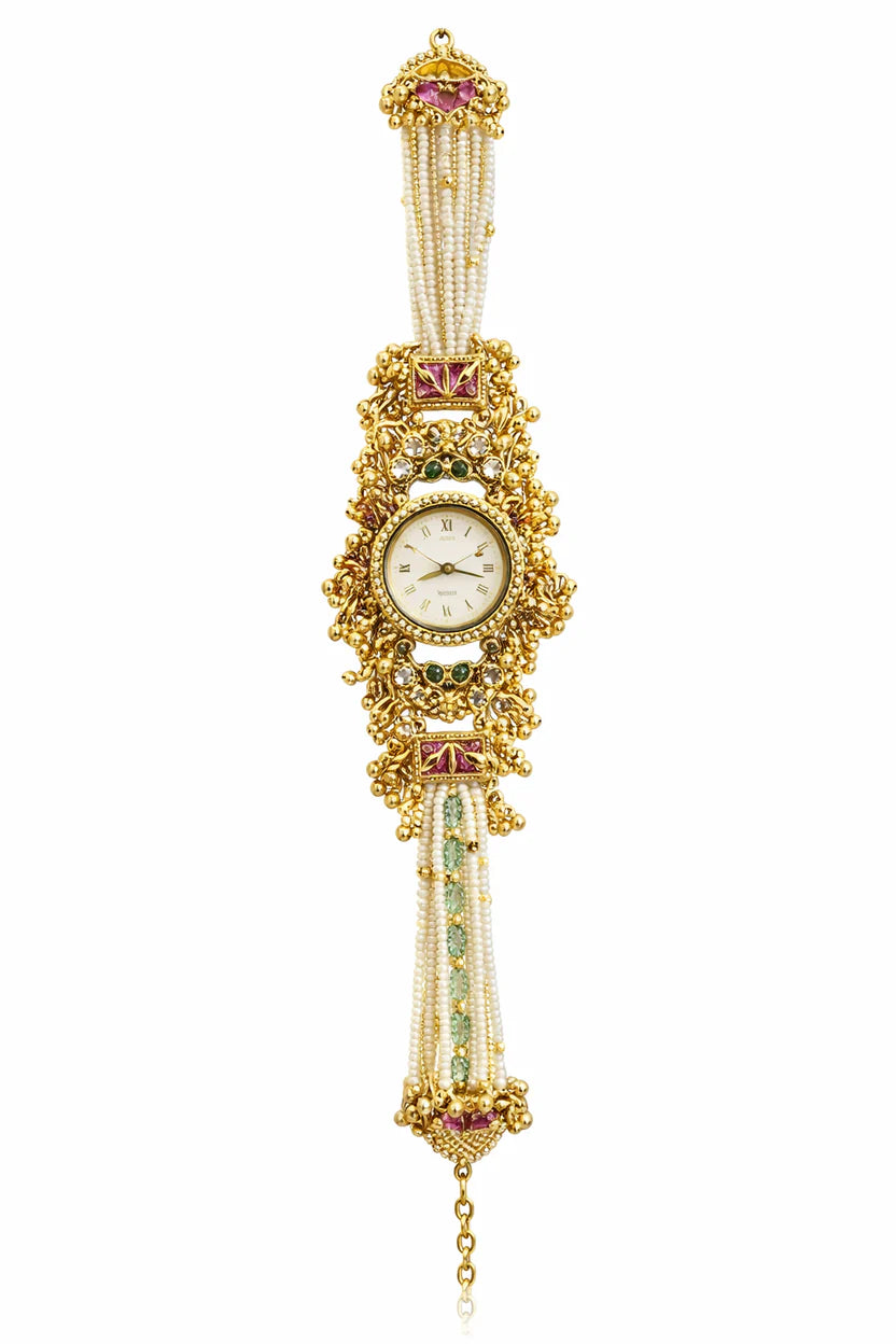 Kashmiri Pearl Bracelet Watch for Women – Traditional Ethnic Designer Watch