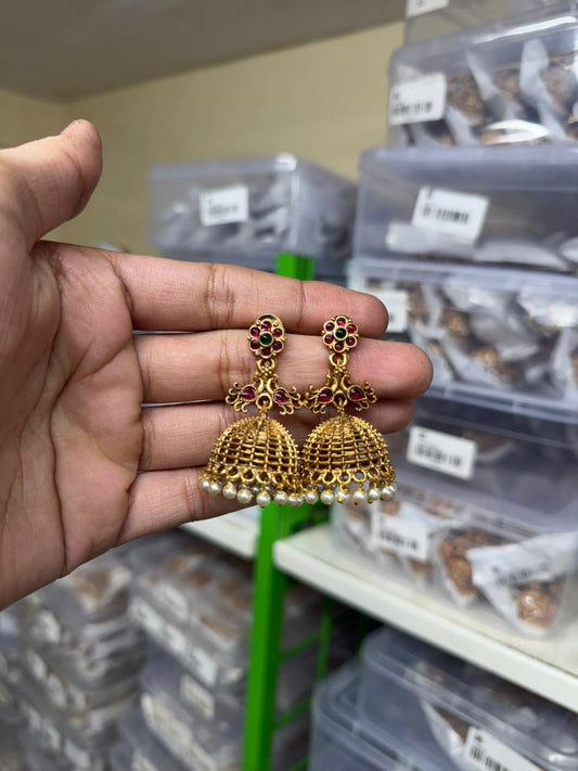 Super Meenakari Gold Work Finished Jhumki