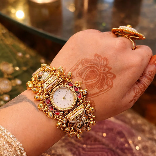 Aabroo Stone Watch With Antique Jewellery Look