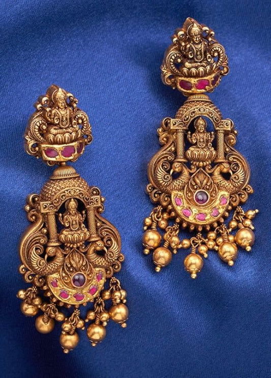 Shree Laxmi Temple Earrings Set