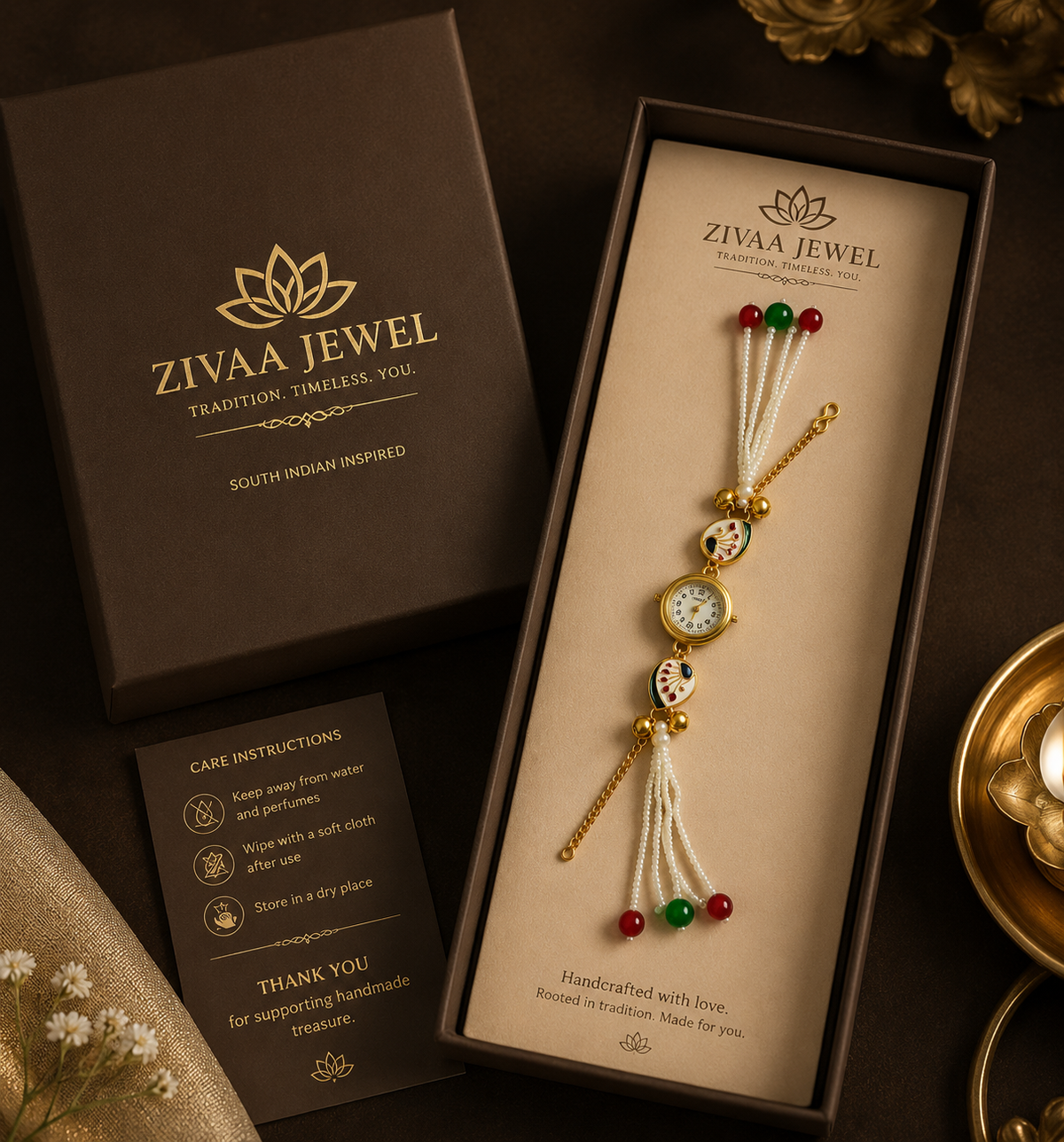 Kashmiri Pearl Bracelet Watch for Women – Traditional Ethnic Designer Watch