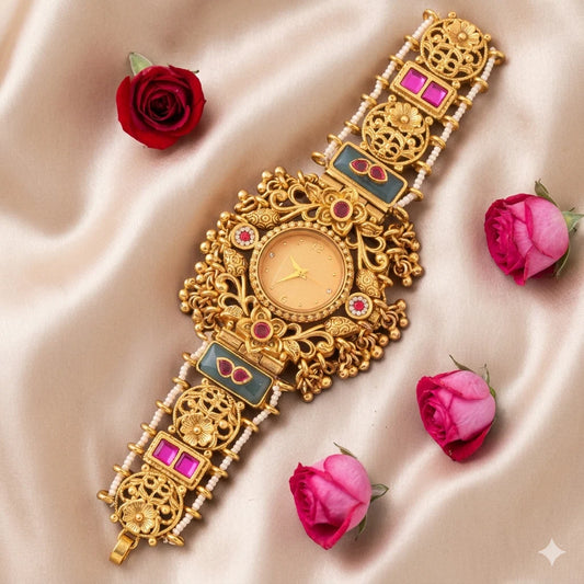 Zivaa Special Naari Look Royal Kashmiri Heritage Gold Bracelet Watch