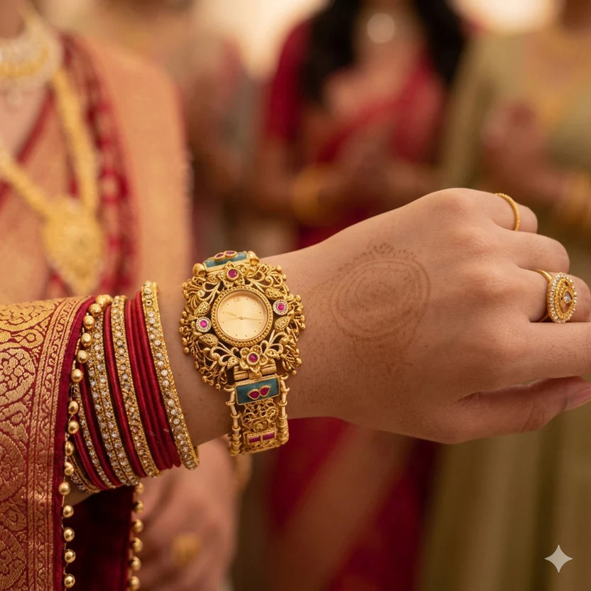 Zivaa Special Naari Look Royal Kashmiri Heritage Gold Bracelet Watch